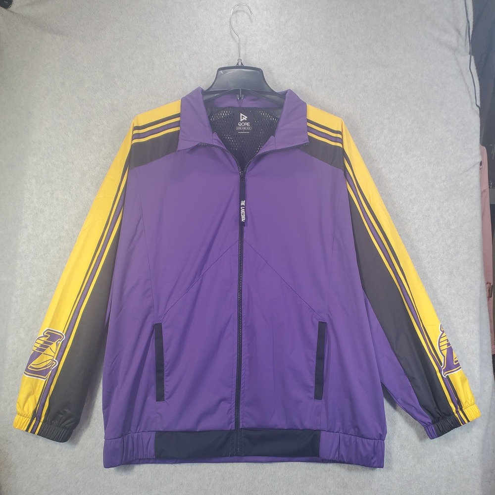 Los Angeles Lakers Jacket Womens Large NBA Basketball Windbreaker Qore